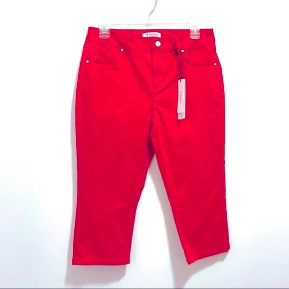 🆕 D.Jeans New York Women’s Red Denim High Waist Capri Bermuda Jeans